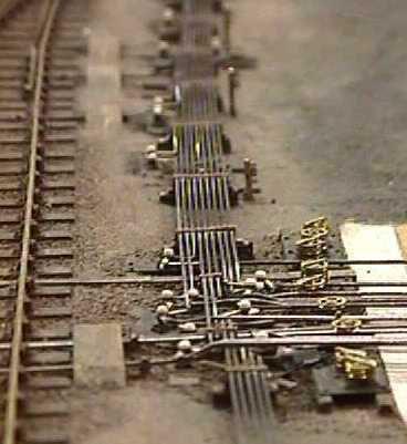 The rodding outside the signal box looking along the line of the track